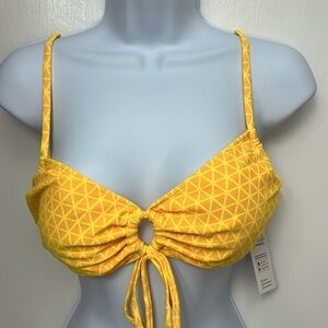 CUPSHE Geo Print Tie Front Bikini Top, removable cups, Sz. L, ties in back